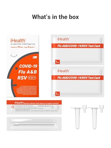 iHealth RSV Test + Flu A/B + COVID-19, 4-in-1 COVID Flu RSV Test, 2 Tests 1 Pack; 2 Tests