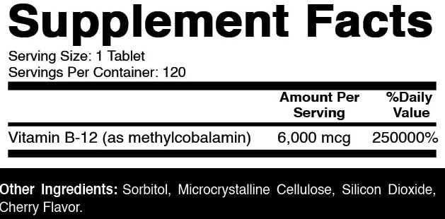 Oxify Vitamin B-12 (Methylcobalamin) 6000 mcg, 120 Tablets | Gluten-Free, Non-GMO, Supplement Made in USA