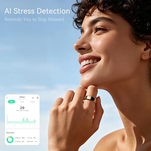 2026 Smart Ring for Women & Men, 5-7 Day Battery Life, Sleep/Stress/Heart Rate/Blood Oxygen/Fitness Health Tracker Ring, No App Subscription, iOS & Android Compatible (Light Champagne, 10) Light Champagne10