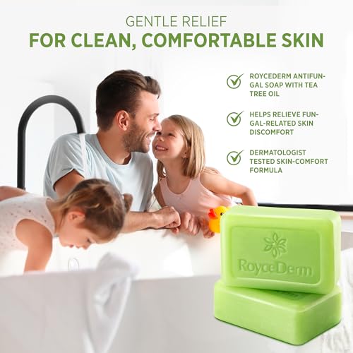 Roycederm Antifungal Bar Soap - Tea tree Oil Soap - Athlete’s Foot Treatment for Jock Itch & Ringworm - Medicated Antifungal Soap with Clotrimazole 1% - Tea Tree Oil Scent, 1 Pack 4 Ounce (Pack of 2)