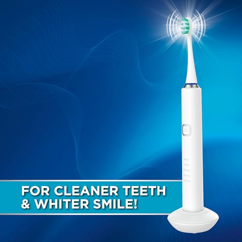 Miracle Smile Sonic Toothbrush, 40,000 VPM Electric Toothbrush with 5 Cleaning Modes, Includes 6 Brush Heads, USB Dock & Travel Case, Cordless, Water Resistant Rechargeable Toothbrush