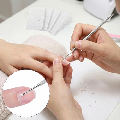 TIESOME Cuticle Pusher with 2 Ends, 1 Pcs Pre-Treatment Cuticle Pusher with 5 Sandpaper Sheets, Russian Prep Nail Art Dead Skin Removing Manicure Tool for Manicure Pedicure Nail Art (Silver) Silver