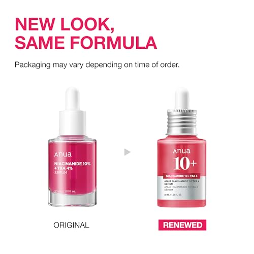 Anua Niacinamide 10 + TXA 4 Serum, Korean Skincare, 1.01 fl.oz | Dark Spot Care, Hyaluronic Acid, Tranexamic Acid, Lightweight & Hydrating All-in-One Daily Facial Serum for Glass Skin 1.01 Fl Oz (Pack of 1)