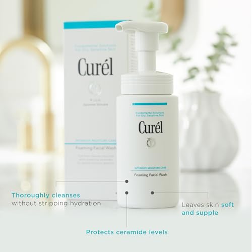 Curel Japanese Skin Care Foaming Daily Face Wash for Sensitive Skin, Hydrating Facial Cleanser for Dry Skin, pH-Balanced and Fragrance-Free, 5 Oz (Step 2 of 2-Step Skincare) 5 Fl Oz (Pack of 1)