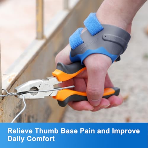 Velpeau CMC Thumb Brace for Osteoarthritis - with Shape-memory Restriction Splint, CMC Joint Stabilizer, Basal Thumb Arthritis Pain Relief and Support for Women and Men (Blue, Right Hand, Small) Blue