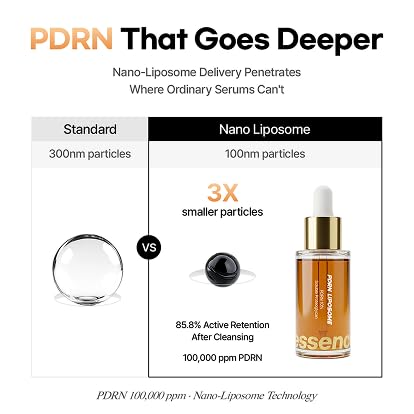 Essenciel PDRN Serum, 100,000 PPM 10% PDRN Salmon DNA Nano Liposome Korean Facial Ampoule, Lightweight Hydrating Essence for Plump, Dewy-Looking Skin, All Skin Types, 1.01 Fl Oz (30ml)