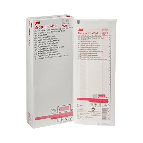 3M Medipore +Pad Soft Cloth Adhesive Wound Dressing, 3 1/2" x 10", 25/Bx, 3M3571