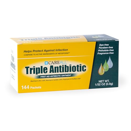 CareAll Triple Antibiotic Ointment (144 Pack), 0.9gr Foil Packet. First Aid Ointment That Prevents Infection in Minor Cuts, Scrapes, and Burns 0.9 Gram (Pack of 144)