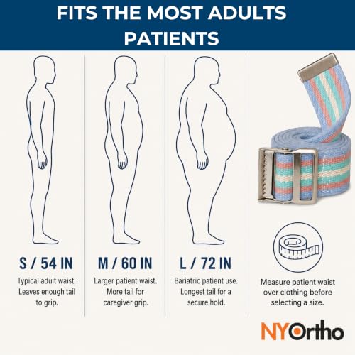 NYOrtho Metal Buckle Gait Belt - Adjustable Machine Washable Strong and Durable Material Latex Free, Natural, 60" 60 Inch