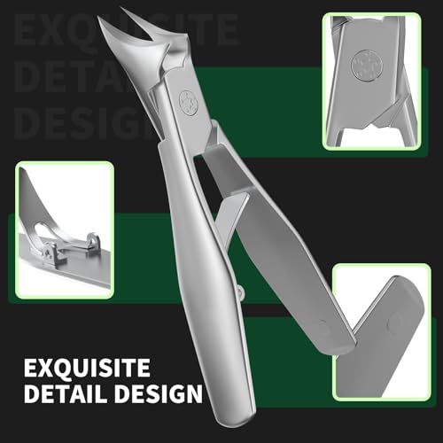 Ingrown Nail Clippers, Slant Curved Blade Nail Clippers for Men Thick Ingrown Toenails with 33mm Wide Jaw Opening, Heavy Duty Stainless Steel Toenail Clippers for Seniors Thick Toenails Silver