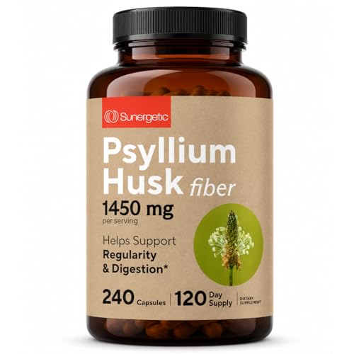 Premium Psyllium Husk Fiber Supplement 1450mg, 240 Capsules (Pack of 2) 240 Count (Pack of 2)