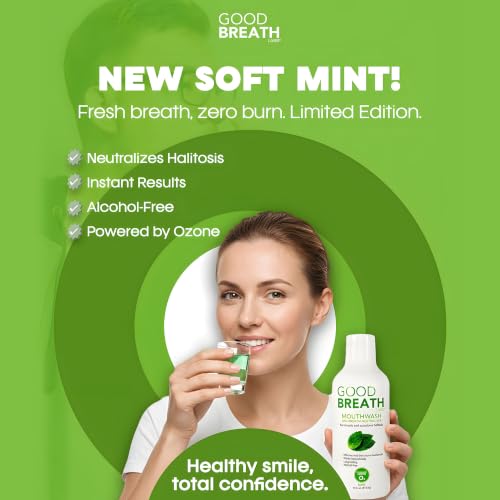 Goodbreath Mouthwash - Mint Mouth Rinse for Chronic Halitosis - New Ozone Technology Oral Rinse - Halitosis Treatment & Bad Breath Neutralizer - Mouthwash for Gum Diseases - Alcohol-Free | 16 Oz 16 Fl Oz (Pack of 1)