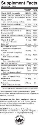 Swanson Century Formula Multivitamin Without Iron, 130 Tablets | Provides a Full Day's Supply of 15 Essential Vitamins and Minerals, Helps Fill Nutritional Gaps in the Diet 130 Count (Pack of 1)