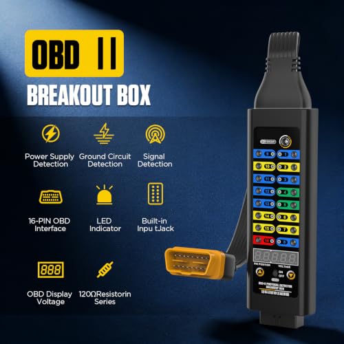 OBD2 Breakout Box 16-Pin CAN with Voltage Display & 120Ω Resistor Pro