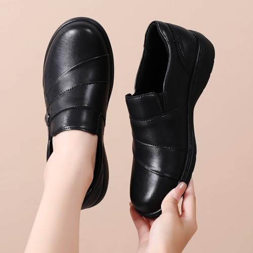 QAE Loafers for Women Orthopedic Shoes Comfortable Slip-Ons Work Flats Womens Business Casual Dress Penny Loafers 9 Black