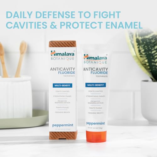 Himalaya Botanique Anticavity Fluoride Toothpaste, Peppermint, 4 oz, 4 Pack 4 Ounce (Pack of 4) Adult Peppermint