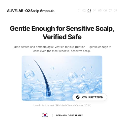 ALIVELAB O2 Scalp Ampoule – Leave-in Anti-Dandruff, Anti-Itch Scalp Care Serum – Soothing & Hydrating Formula for Dry, Flaky Scalp – Promotes Healthy Hair & Reduces Irritation – (2 x 0.85 fl oz)