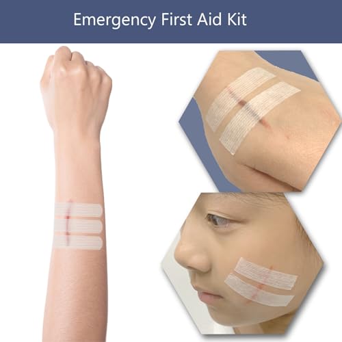 Skin Wound Closures Strips - 30 Pcs Emergency Wound Stitch Tapes, Adhesive Bandages for Closing Small Cuts, Sterile Individual Packaging