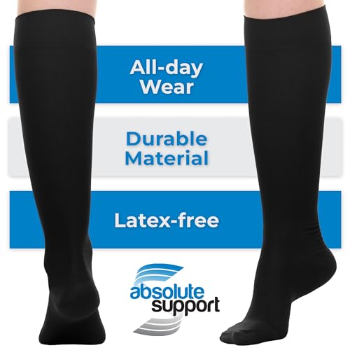 (3 Pairs) Sheer Short-Length Compression Socks for Women 15-20mmHg - Women's Graduated Knee High Support Stockings for Circulation - A403 Large Black
