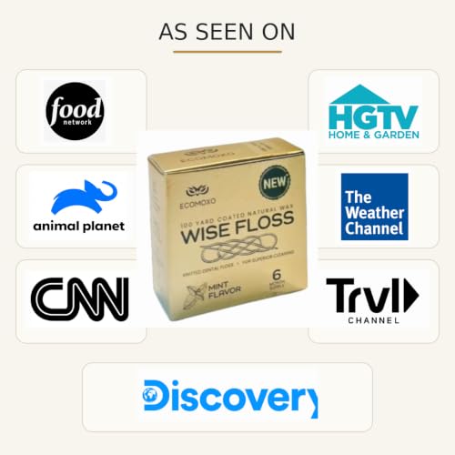 Platinum Wise Floss Slim – Patented Knitted Dental Floss for Tight Teeth | Expanding Microfiber Texture | Deep Plaque Removal | Premium Silver Dispenser | 6-Month Supply