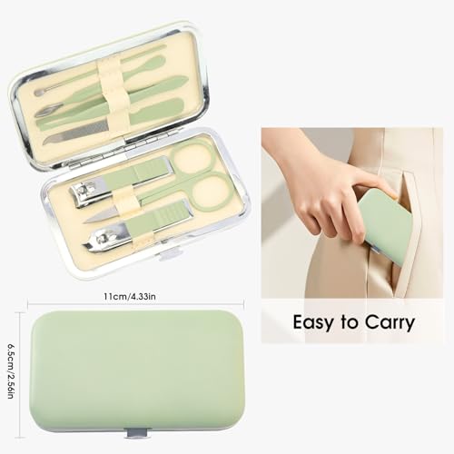 Manicure Set Nail Clippers Grooming Kit for Women Mens Travel Essentials Pedicure Tools for Feet Nail Care Kit Gift Sets Foot Care Boyfriend Stocking Stuffers for Mens Gifts Ideas Green