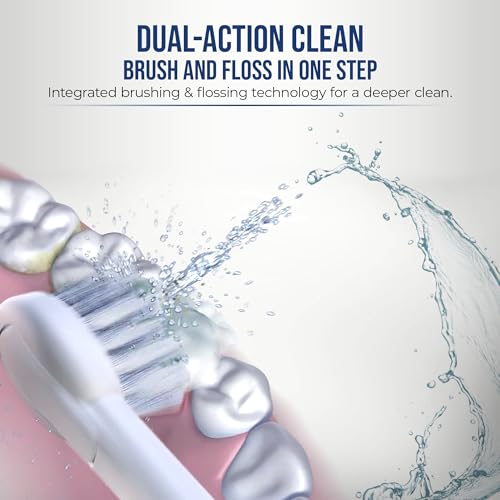 Electric Toothbrush Replacement Heads 2-Pack - Compatible with Optum Duo 2 in 1 Flossing Toothbrush - Includes Brush Head Covers - White 1 Count (Pack of 2)