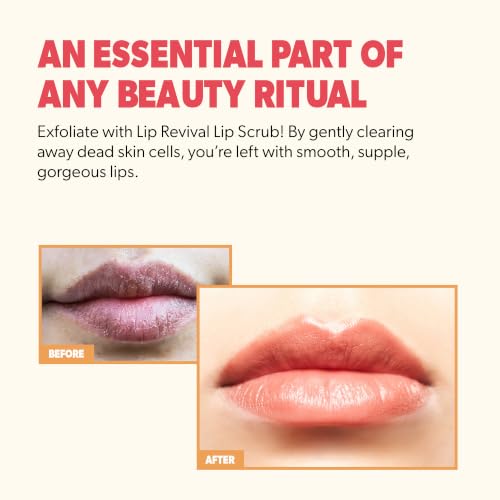 Beauty For Real Lip Revival, Spearmint - Exfoliating & Hydrating Sugar Lip Scrub - For Dry, Chapped or Lipstick-Stained Lips - With Essential Oils - Organic, Vegan - 0.15 oz 1 Pack