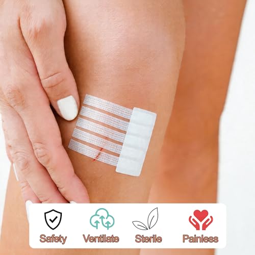 Sterile Strip Wound Closure Strips, 1/4" x 4" Adhesive Skin Closures, Breathable Non-Woven Laceration Closure Kit for Emergency Wound Care, Minor Cuts & Scars Reduction (20pcs(White)) 20pcs(white)