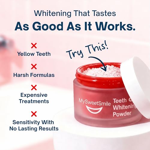 MySweetSmile 3-in-1 Teeth Whitening Powder – 6 Month Supply – Strawberry