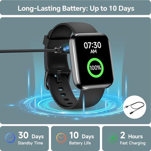 Smart Watch for Men Women, 1.85" Smart Watches Compatible iPhone/Samsung/Android (Answer/Make), Fitness Tracker with Heart Rate/Sleep/SpO2 Monitor, Smartwatch 3ATM Waterproof 120+ Sport Modes, Alexa Black