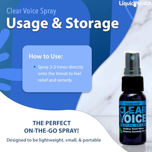 Clear Voice Vocal Throat Spray - Singing Ease & Voice Clarity, Fast Acting Herbal Oral Remedy for Singers, Speakers, Performers - Soothing Dampener, Moisturizer Relief, USA Made (Fresh Mint, 3 Pack) Fresh Mint 1 Fl Oz (Pack of 3)