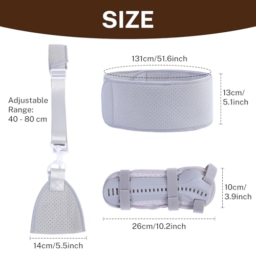 3-in-1 Adult Wrist Support Belt Set, Hand Wrist Brace for Adults with Sling & Immobilization Strap, Adjustable Buckle Fracture Wrist Splint for Adults, Left & Right Available (Right hand) Right Hand