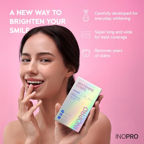 InoPro Teeth Whitening Strips 14 Treatments Kit + InoPro Whitening Hydroxyapatite Toothpaste with Probiotic for Sensitive Teeth 5oz
