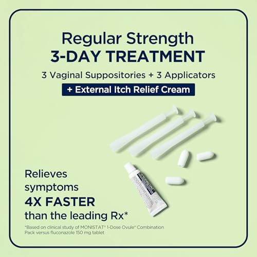 Monistat 3-Day Yeast Infection Treatment, Miconazole Vaginal Suppositories Suppositories + Itch Cream