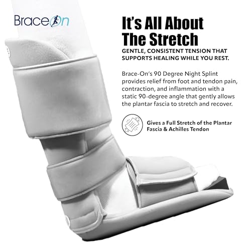 Brace On 90 Degree Night Splint, 3 Straps, Adjustable, Foam Wedge, Large