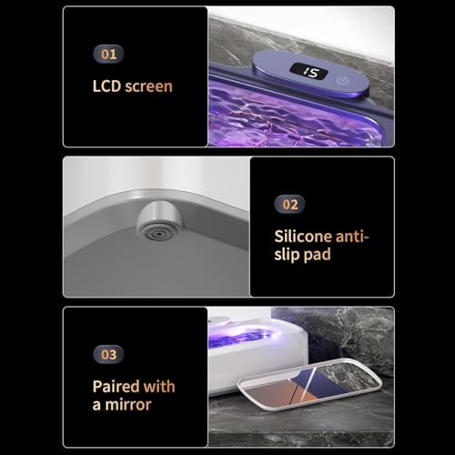 Ultrasonic Retainer Cleaner Machine, 48kHz 420ML Jewelry Cleaner with Purple lamp care & Mirror, 3 Modes for Toothbrush Heads,Dentures, Eyeglasses, Ornament, Efficient 360° Deep Cleaning (White) White
