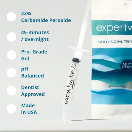 22% Carbamide Peroxide Teeth Whitening Gel – Professional-Strength Refill Syringes – Made in USA – 4 x 3cc – Use with Custom or Universal Trays