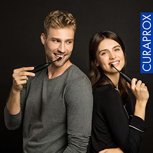 Curaprox Hydrosonic Sensitive Brush Heads, BiW Carbon, 2-Pack, Swiss Made Black