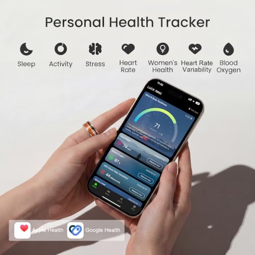 Smart Ring–Fitness&Health Tracker,Heart Rate,SpO2,Sleep,No Sub,IP68 9