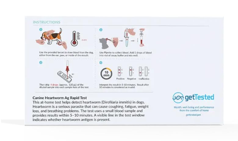 getTested Heartworm Test for Dogs – At-Home Rapid Test Kit, Detect Dirofilaria immitis, Fast Results, Easy to Use Pet Health Check
