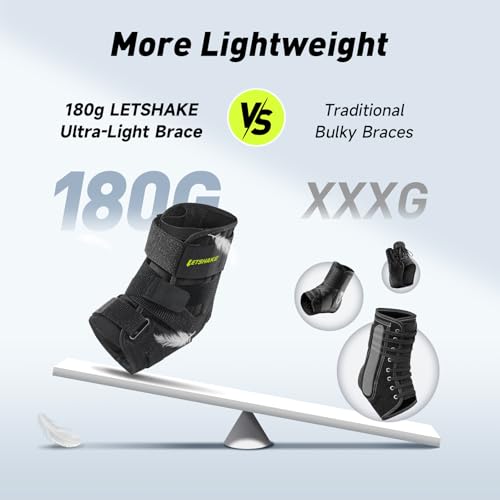 LETSHAKE Ankle Brace for Sprained Ankle, Stronger Support Ultra Lightweight L/XL