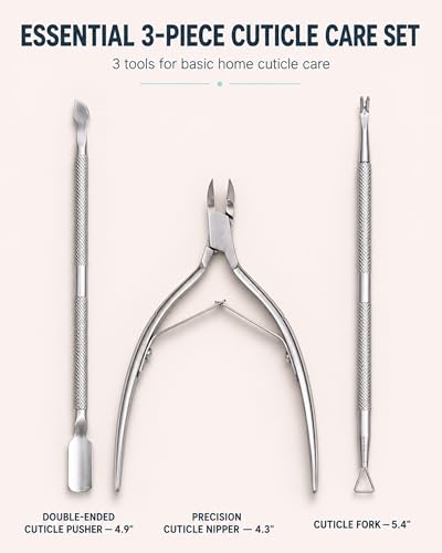 Cuticle Trimmer and Pusher Set - Stainless Steel Cuticle Nippers Silver