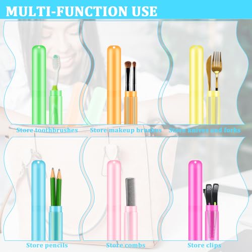 SIKEMAY 50 PCS Travel Toothbrush Holder Bulk, Back to School, Classroom Pencil Case for Kids, Toothbrush Case for Travel, Bathroom, Indoor, Outdoor, Trip, Camping, School 50 pack