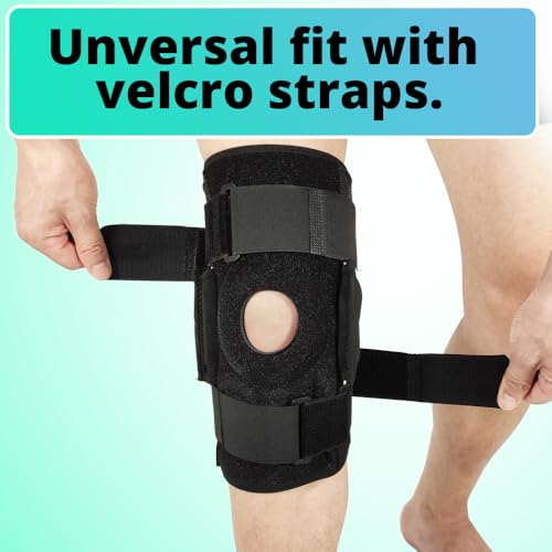 Hinged Knee Brace for Men and Women, Adjustable Knee Support Wrap with Removable Metal Hinges & Built-in Side Stabilizers for ACL PCL MCL Ligament Injuries, Meniscus Tear, Arthritis