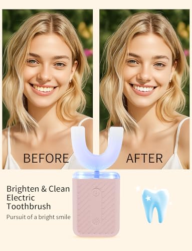 U-Shaped Electric Toothbrush for Adults, Electric Toothbrush with IPX7 Waterproof, ultrasonic Toothbrush for Adult with 4 Cleaning Modes