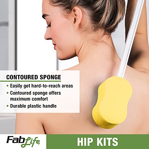 FabLife Hip Kit Daily Living Aids for Mobility, Hip Replacement Recovery, Knee and Back Surgery Includes Grabber Reacher, Bath Sponge Stick, Flexible Sock Aid, Shoehorn 26" Reacher, Metal Shoehorn With Flexible Sock Aid, Sponge