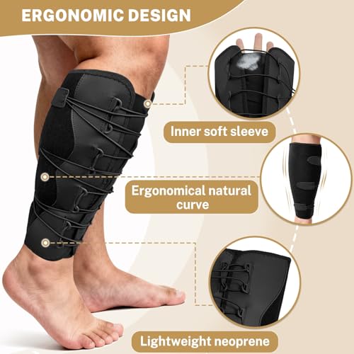 Calf Brace w/ 20-30mmHg Calf Compression Sleeve, Shin Splint Relief Black