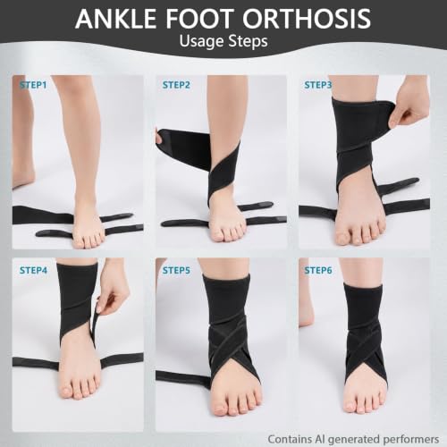 Adjustable Drop Foot Brace for Walking Provide Support(Black Left)