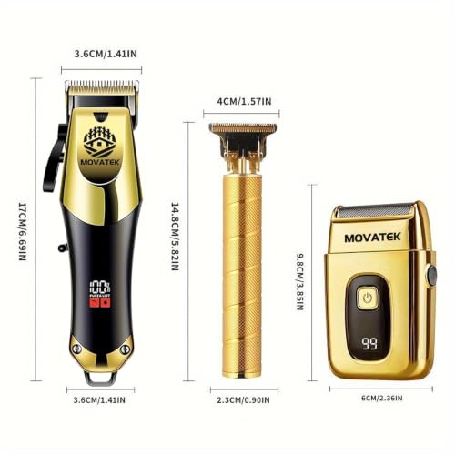 Hair Clippers for Men, Hair Clipper Trimmer with LED Display, Cordless Hair Clipper Shaver Beard Trimmer, Hair Cutting Set, Holiday Gift for Father's Day Gold