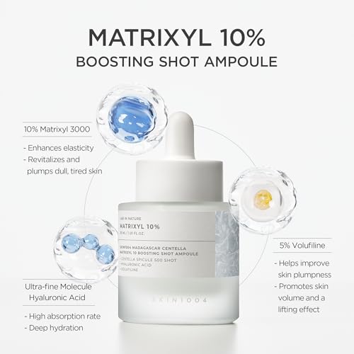 SKIN1004 Matrixyl 10% Boosting Shot Ampoule, Volufiline & Hyaluronic Acid Serum for Face, Spicule for Deep Hydration & Firming, Moisture Volume Care for Under Eye, Korean Skin Care, 1.01fl.oz / 30ml
